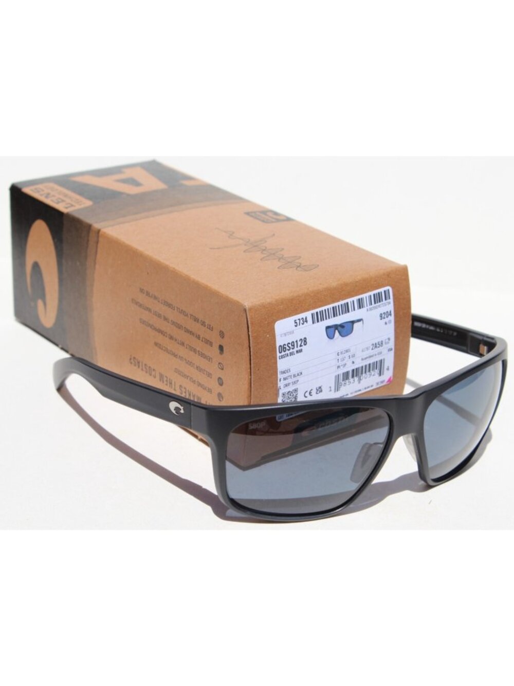 COSTA DEL MAR Trades POLARIZED Sunglasses Matte Black/Gray 580P NEW